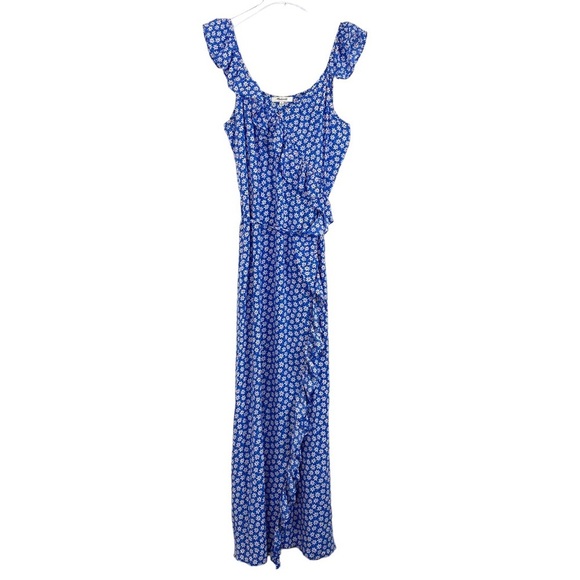 Madewell Ruffled Wrap Maxi Dress in Mini Daisy Blue Size 4 #J2689 - Picture 2 of 8